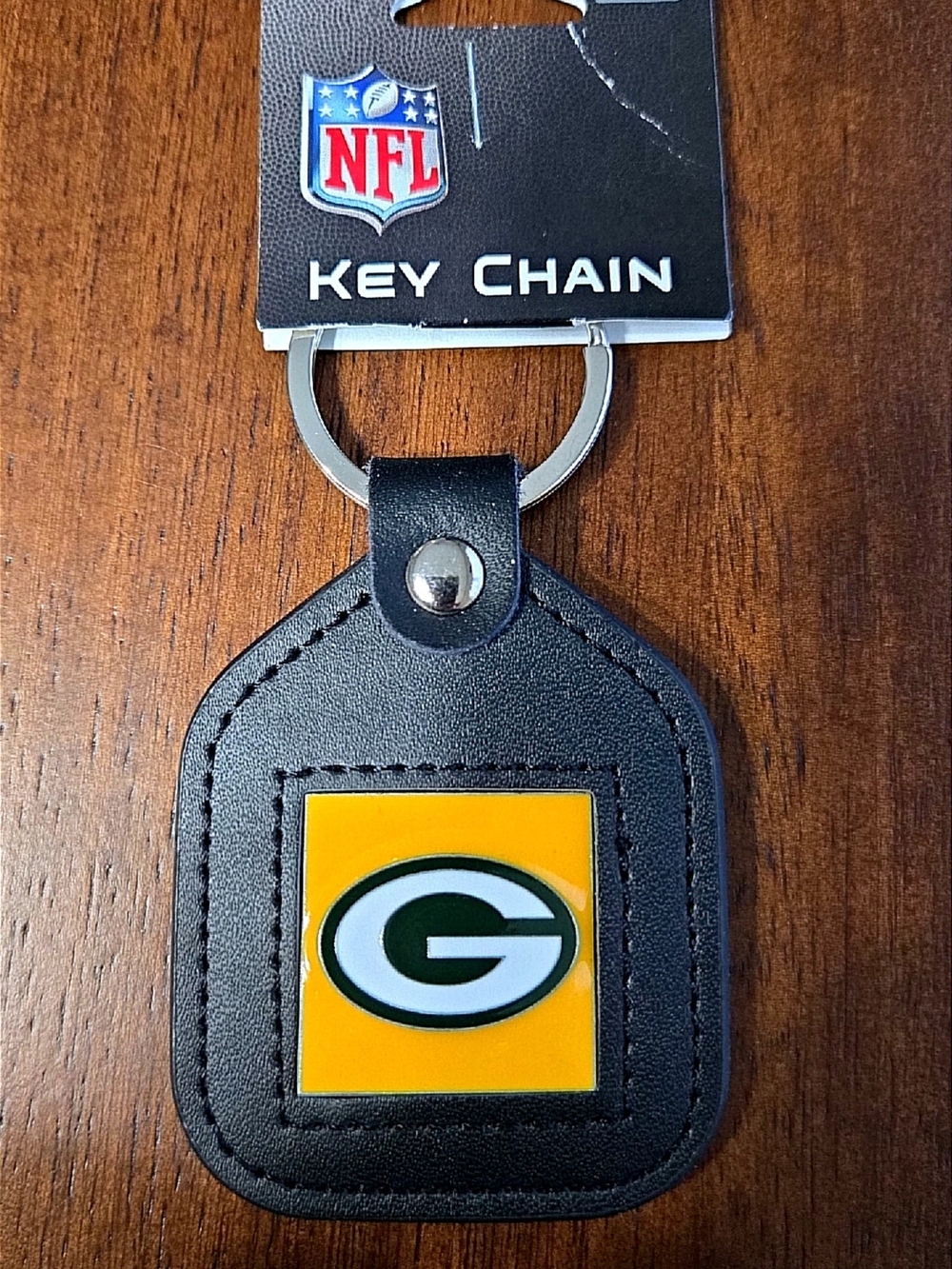 NFL Green Bay Packers Black and Yellow Leather Keyring